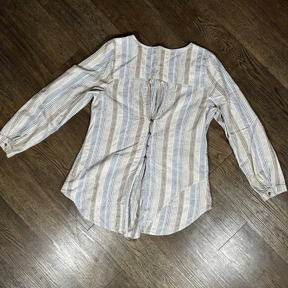 SOFT SURROUNDINGS Striped Floral Tunic Blouse sz L Boho - Picture 7 of 8
